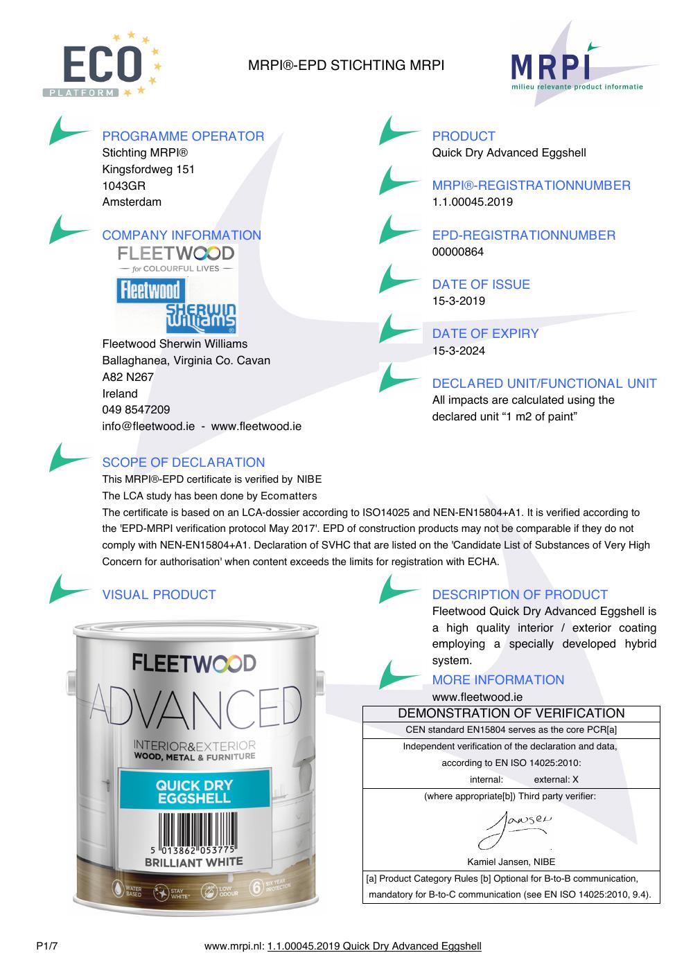 Fleetwood - Quick Dry Advanced Eggshell - VERVALLEN - Milieu Relevante ...