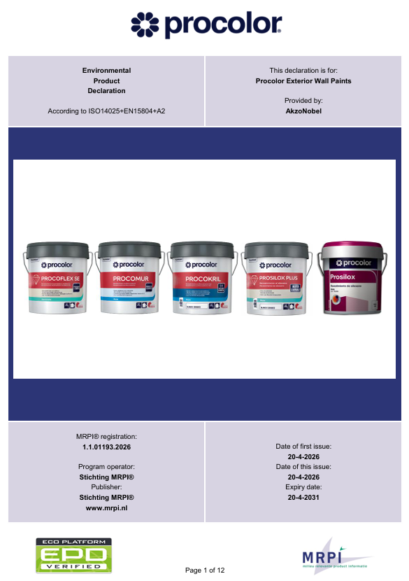 Pro Color Color Square Procolor Exterior Wall Paints - Milieu Relevante Product Informatie